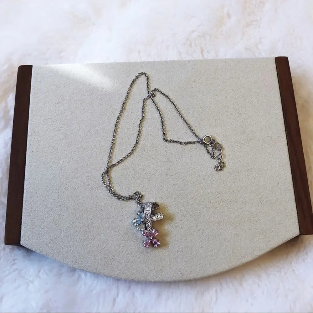 Sterling Silver Multi Crystals Flowers Necklace